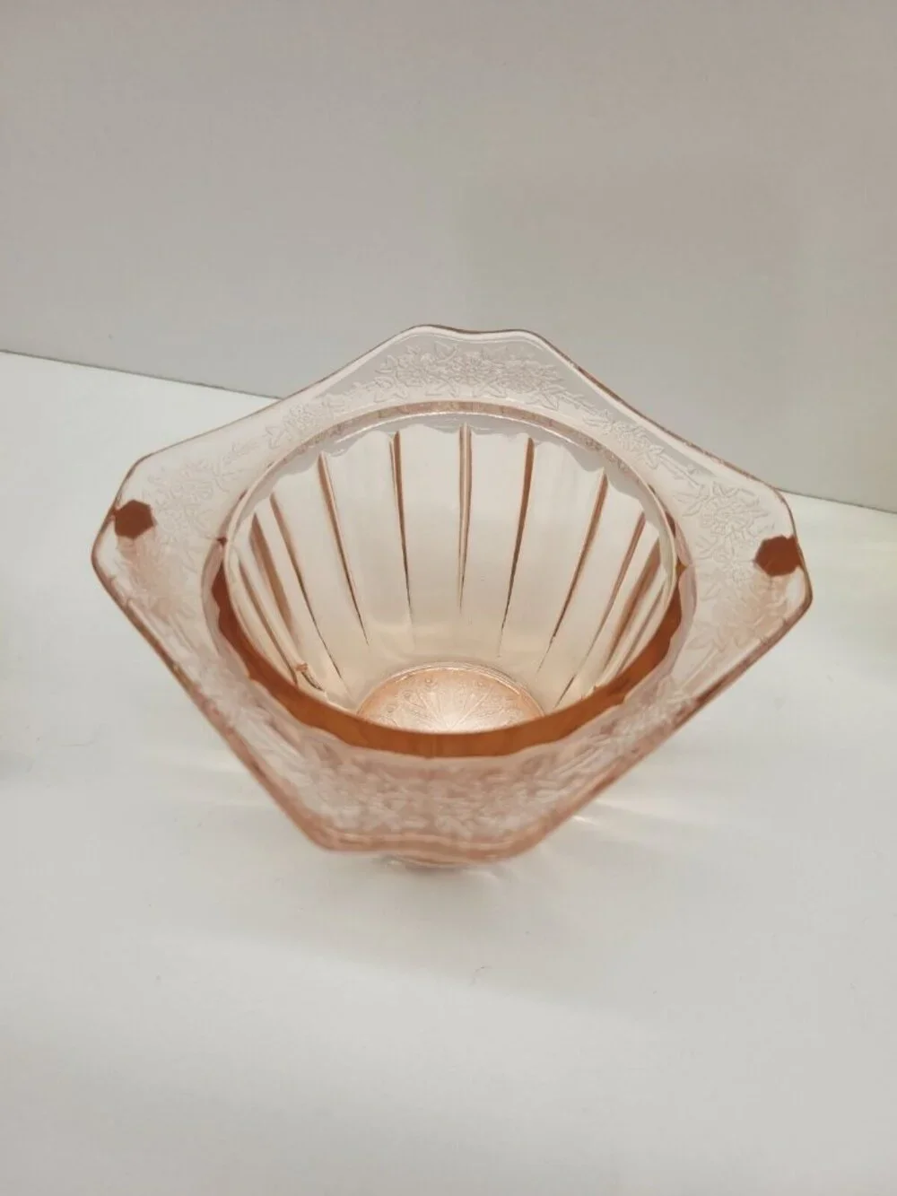 Jeannette Vintage Pink Depression Glass Adam Sugar Bowl & Creamer Set